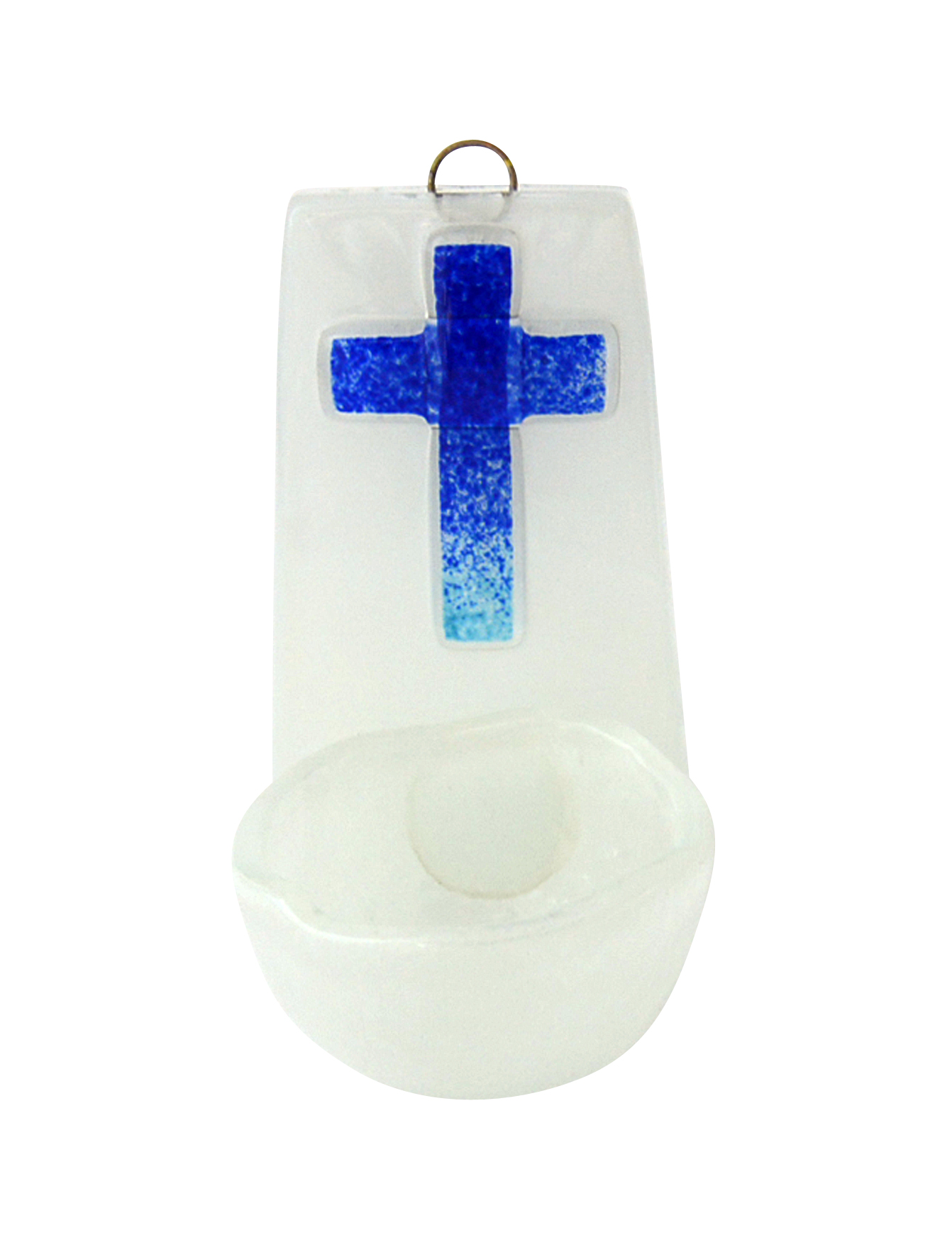 Weihkessel Glas Kreuz Blau
