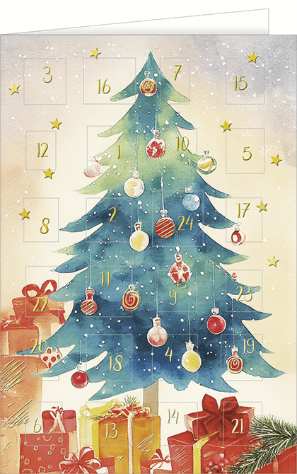 21-1168Adventskalenderkarte Weihnachtsbaum