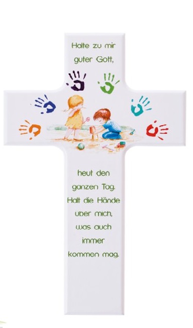 Kinderkreuz "Halte zu mir guter Gott" weiß