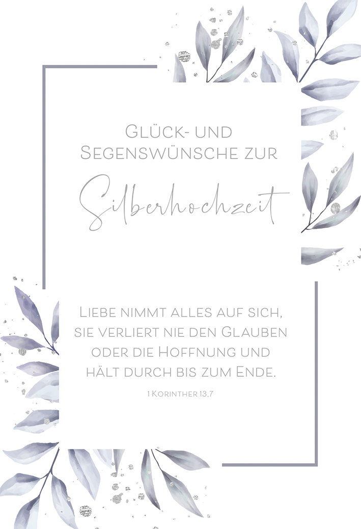Glückwunschkarte - Glück- und Segenswünsche zur Silberhochzeit