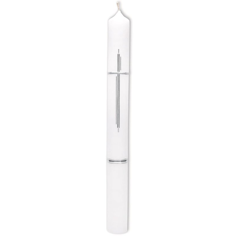 kerze-crucis-40x4cm-silber